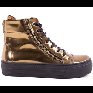 NAE VEGAN LEATHER IBIZA GOLD HIGH TOP SNEAKERS